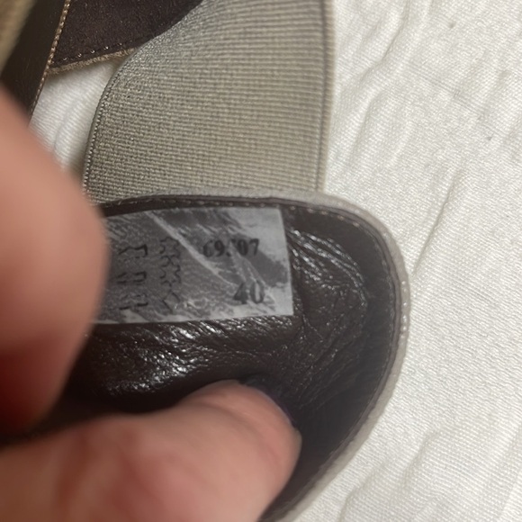 Brunate Gray Tan Leather Peep Toe Wedges Sandals Shoes Size EU 40 US 10 - Picture 7 of 8